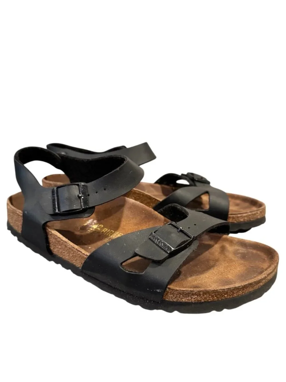 Birkenstock Arizona Sandals Men's 9–9.5 Narrow EU 42 Black Birko-Flor EUC